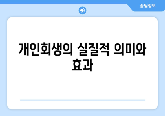 개인회생의 실질적 의미와 효과