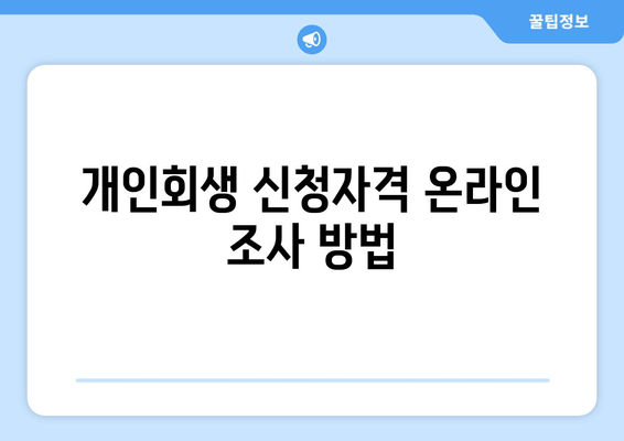 개인회생 신청자격 온라인 조사 방법