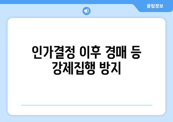 인가결정 이후 경매 등 강제집행 방지