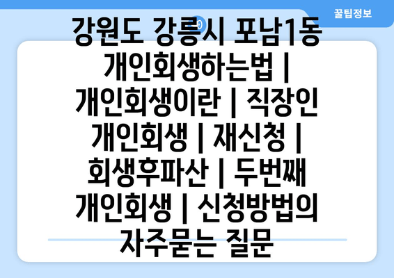 강원도 강릉시 포남1동 개인회생하는법 | 개인회생이란 | 직장인 개인회생 | 재신청 | 회생후파산 | 두번째 개인회생 | 신청방법