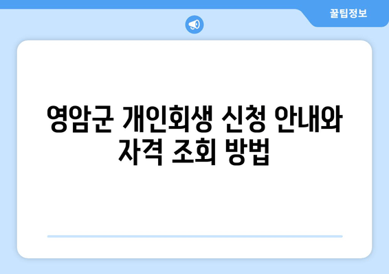 영암군 개인회생 신청 안내와 자격 조회 방법