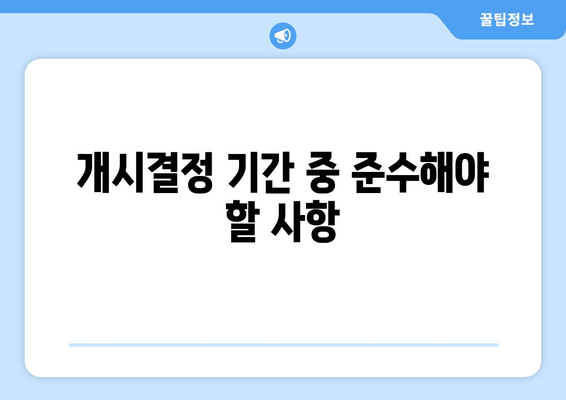 개시결정 기간 중 준수해야 할 사항