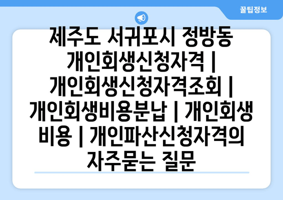 제주도 서귀포시 정방동 개인회생신청자격 | 개인회생신청자격조회 | 개인회생비용분납 | 개인회생 비용 | 개인파산신청자격