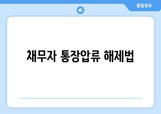 채무자 통장압류 해제법