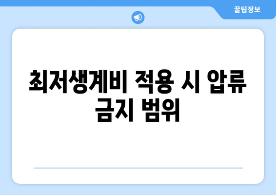 최저생계비 적용 시 압류 금지 범위