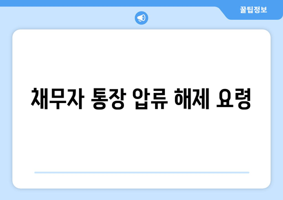 채무자 통장 압류 해제 요령