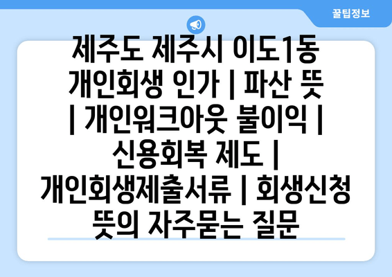 제주도 제주시 이도1동 개인회생 인가 | 파산 뜻 | 개인워크아웃 불이익 | 신용회복 제도 | 개인회생제출서류 | 회생신청 뜻