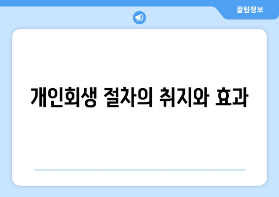 개인회생 절차의 취지와 효과