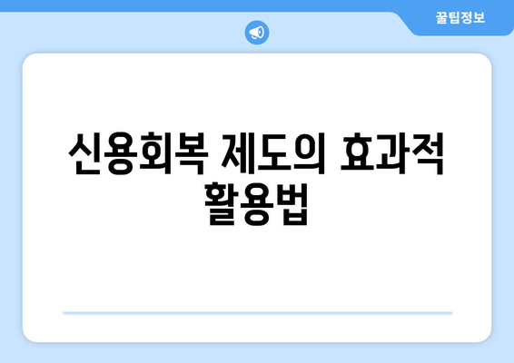 신용회복 제도의 효과적 활용법