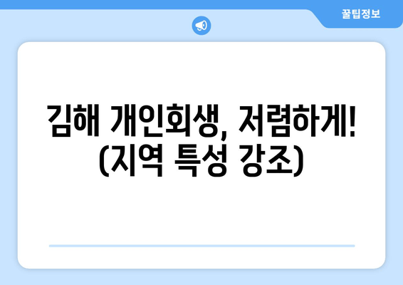 김해 개인회생, 저렴하게! (지역 특성 강조)