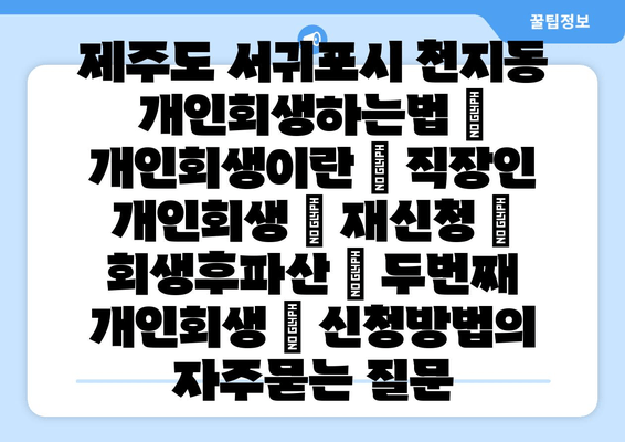 제주도 서귀포시 천지동 개인회생하는법 | 개인회생이란 | 직장인 개인회생 | 재신청 | 회생후파산 | 두번째 개인회생 | 신청방법