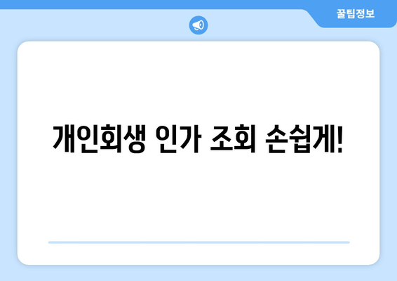 개인회생 인가 조회 손쉽게!