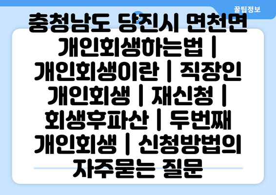 충청남도 당진시 면천면 개인회생하는법 | 개인회생이란 | 직장인 개인회생 | 재신청 | 회생후파산 | 두번째 개인회생 | 신청방법