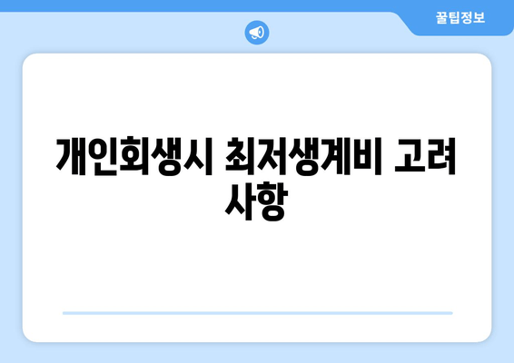 개인회생시 최저생계비 고려 사항