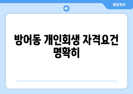 방어동 개인회생 자격요건 명확히