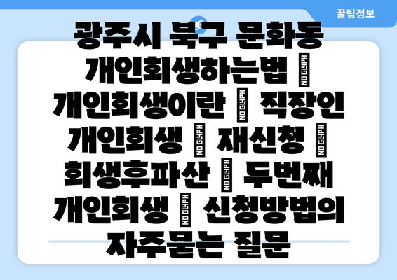 광주시 북구 문화동 개인회생하는법 | 개인회생이란 | 직장인 개인회생 | 재신청 | 회생후파산 | 두번째 개인회생 | 신청방법