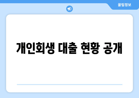 개인회생 대출 현황 공개