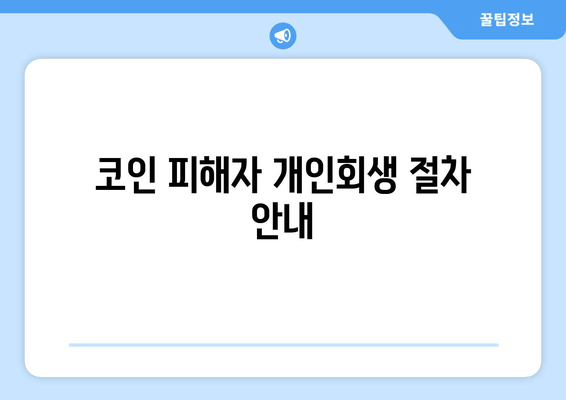 코인 피해자 개인회생 절차 안내