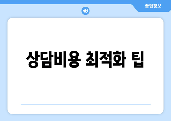 상담비용 최적화 팁