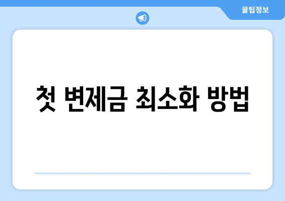 첫 변제금 최소화 방법