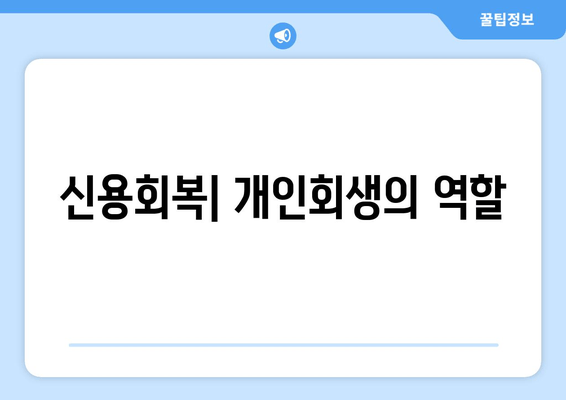 신용회복| 개인회생의 역할