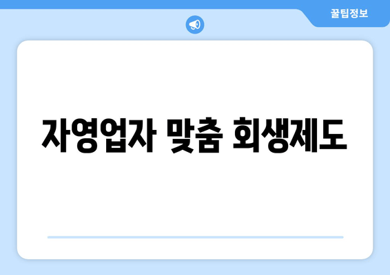 자영업자 맞춤 회생제도