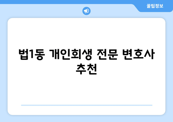 법1동 개인회생 전문 변호사 추천