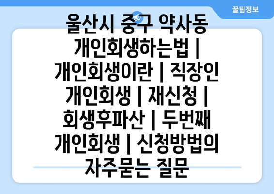 울산시 중구 약사동 개인회생하는법 | 개인회생이란 | 직장인 개인회생 | 재신청 | 회생후파산 | 두번째 개인회생 | 신청방법