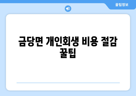 금당면 개인회생 비용 절감 꿀팁