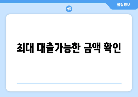 최대 대출가능한 금액 확인