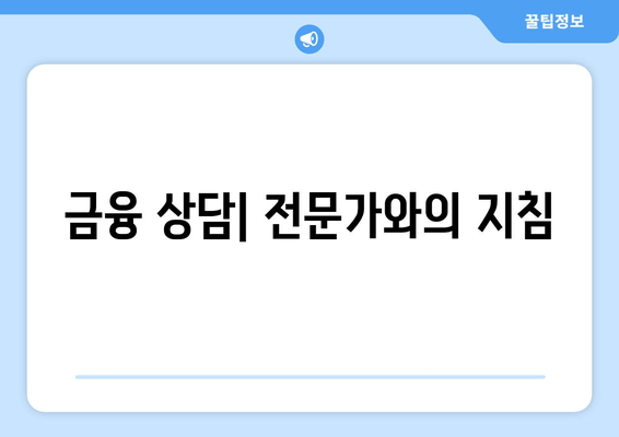 금융 상담| 전문가와의 지침