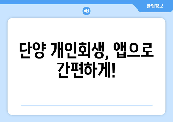 단양 개인회생, 앱으로 간편하게!