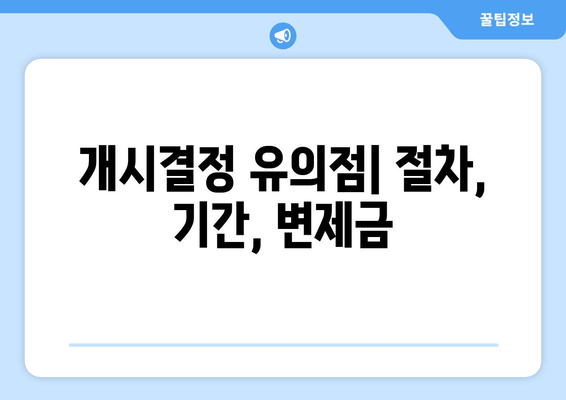 개시결정 유의점| 절차, 기간, 변제금