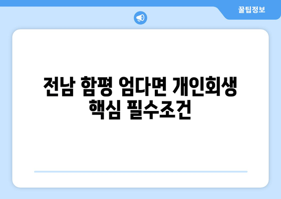 전남 함평 엄다면 개인회생 핵심 필수조건