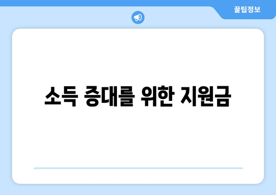 소득 증대를 위한 지원금