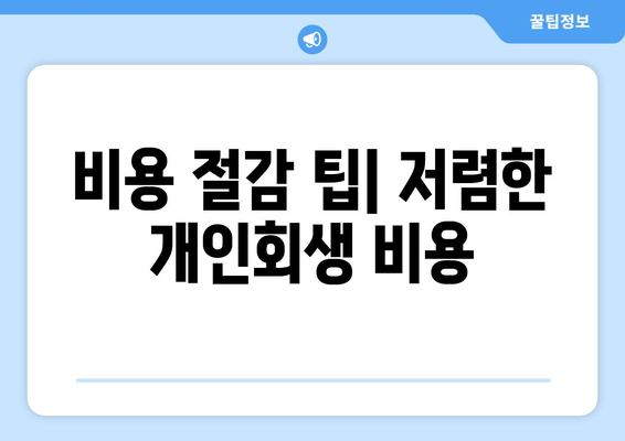 비용 절감 팁| 저렴한 개인회생 비용