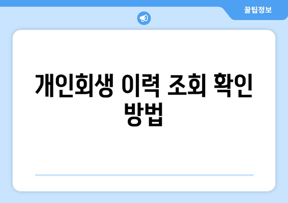 개인회생 이력 조회 확인 방법