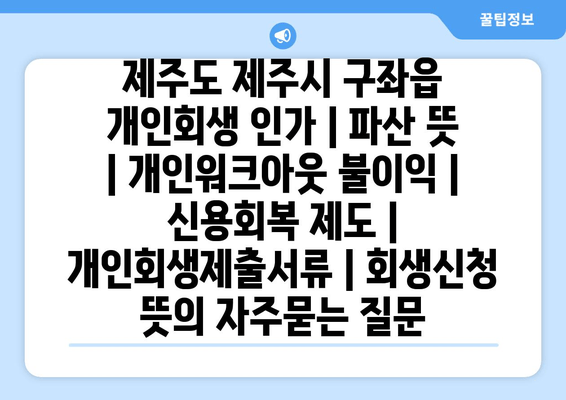 제주도 제주시 구좌읍 개인회생 인가 | 파산 뜻 | 개인워크아웃 불이익 | 신용회복 제도 | 개인회생제출서류 | 회생신청 뜻