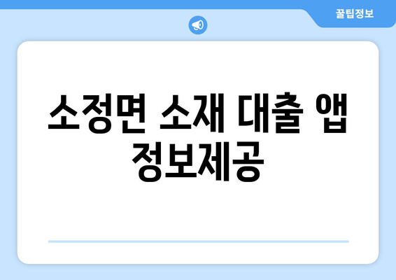 소정면 소재 대출 앱 정보제공