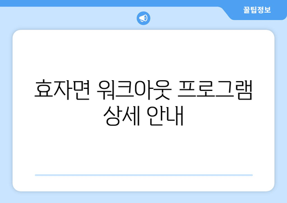 효자면 워크아웃 프로그램 상세 안내