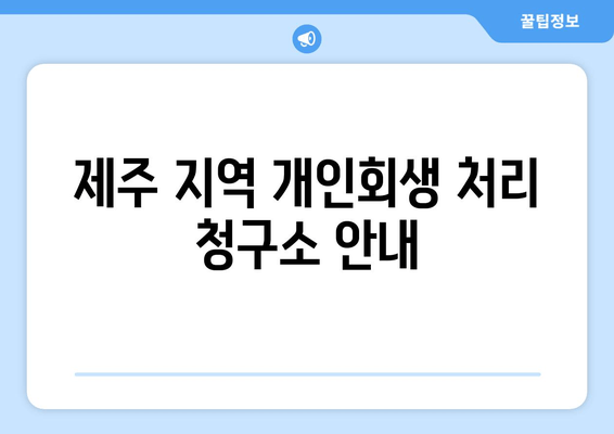 제주 지역 개인회생 처리 청구소 안내