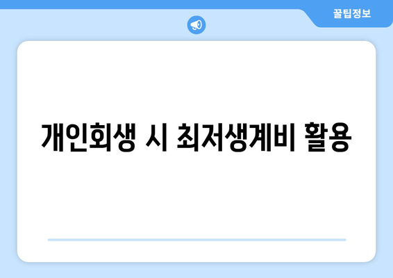 개인회생 시 최저생계비 활용