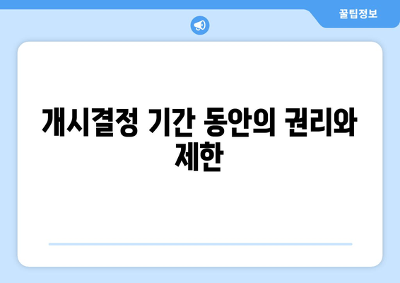 개시결정 기간 동안의 권리와 제한