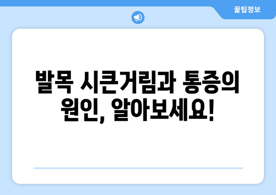 발목 시큰함과 통증, 그 원인을 파악하고 해결하세요! | 발목 통증, 시큰거림, 원인 분석, 치료, 예방