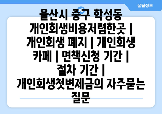 울산시 중구 학성동 개인회생비용저렴한곳 | 개인회생 폐지 | 개인회생 카페 | 면책신청 기간 | 절차 기간 | 개인회생첫변제금