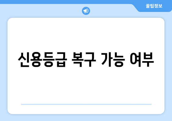 신용등급 복구 가능 여부