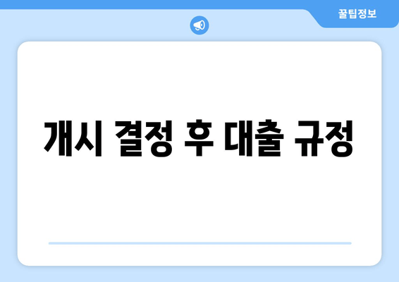 개시 결정 후 대출 규정