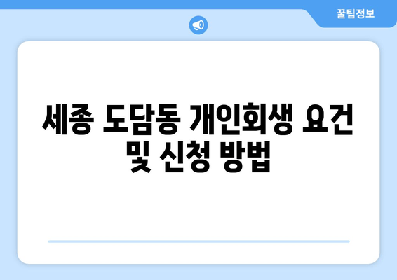 세종 도담동 개인회생 요건 및 신청 방법