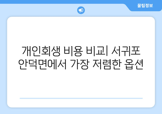 개인회생 비용 비교| 서귀포 안덕면에서 가장 저렴한 옵션