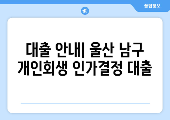 대출 안내| 울산 남구 개인회생 인가결정 대출